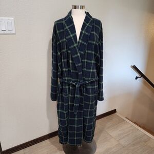 Polo Ralph Lauren Plaid Cotton Robe Green Navy Tartan Navy Pony Men's size L/XL